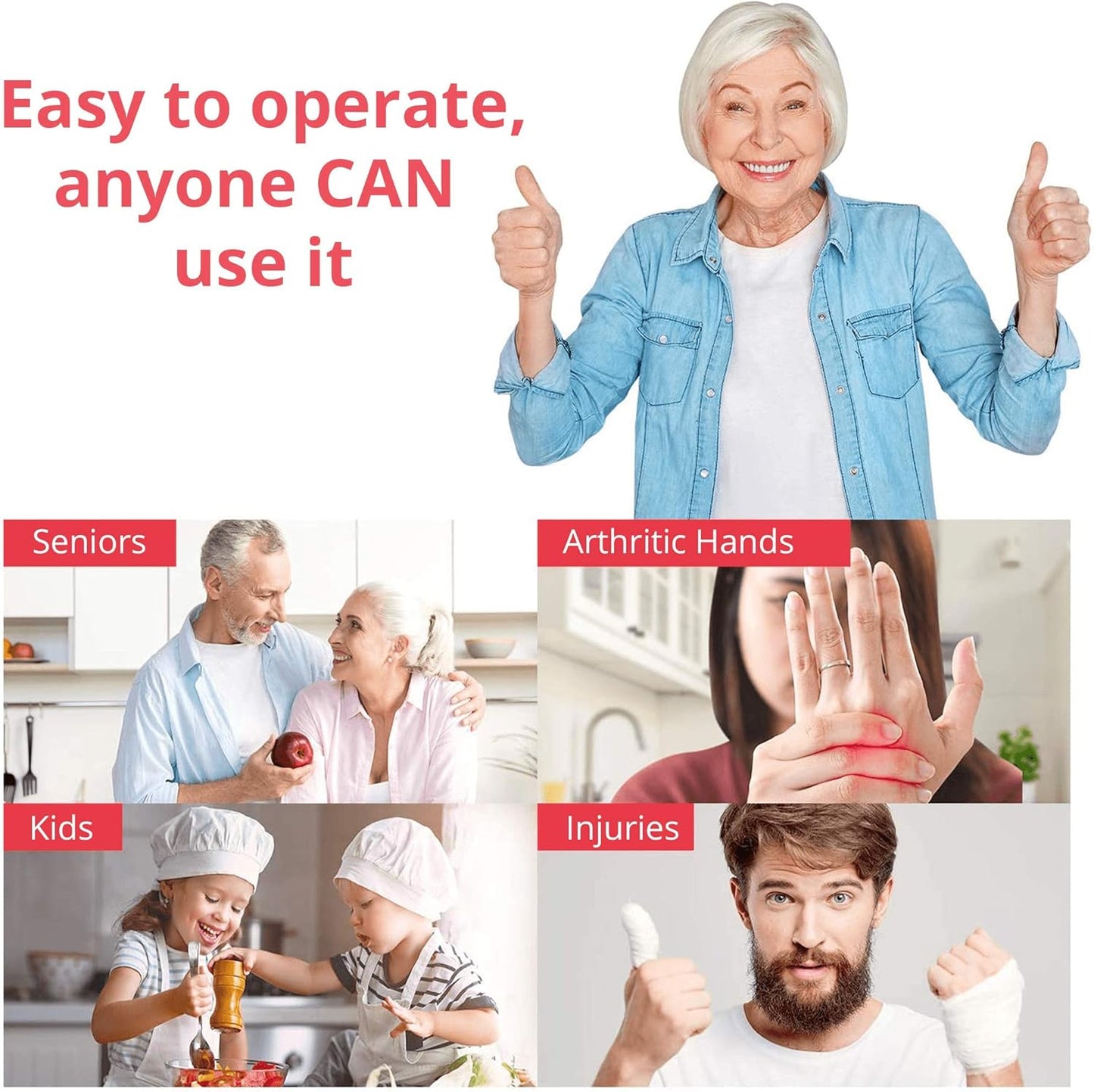 Kitchen Mama Electric Can Opener Automatic Hands-Free Cans Red Size 18 x 7 DEMO