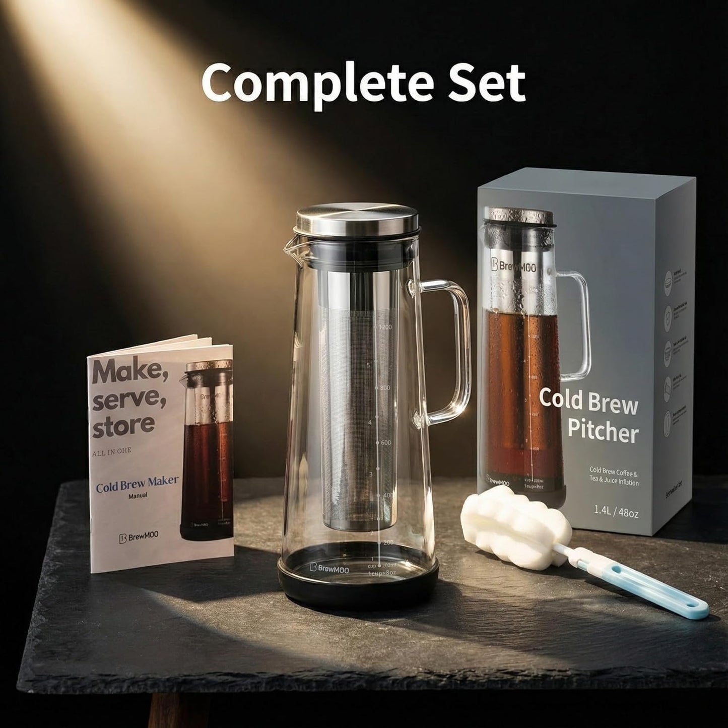Nexylos 1.5L Cold Brew Coffee Maker and Iced Tea Jug Borosilicate Glass DEMO
