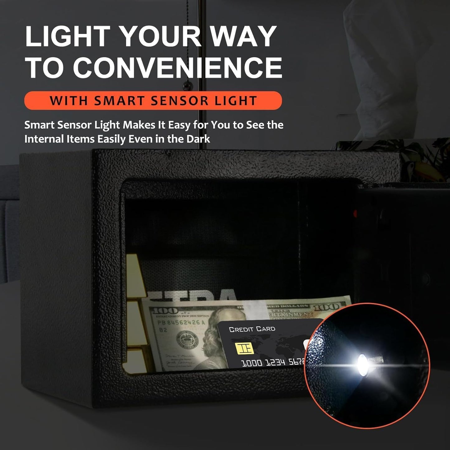Voncabay Fireproof Cabinet Safe with Sensor Light and Digital Lock Black DEMO