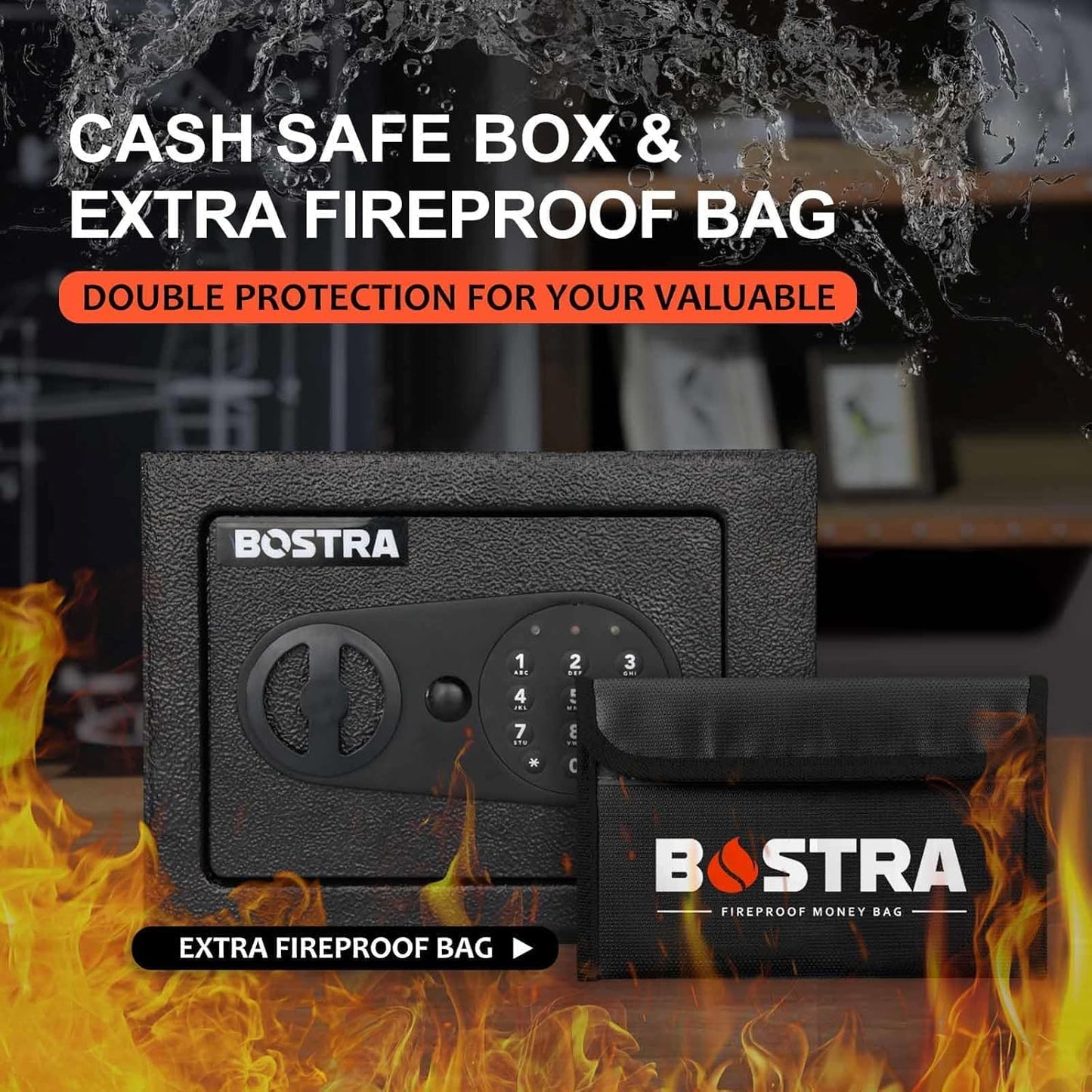 Voncabay Fireproof Cabinet Safe with Sensor Light and Digital Lock Black DEMO