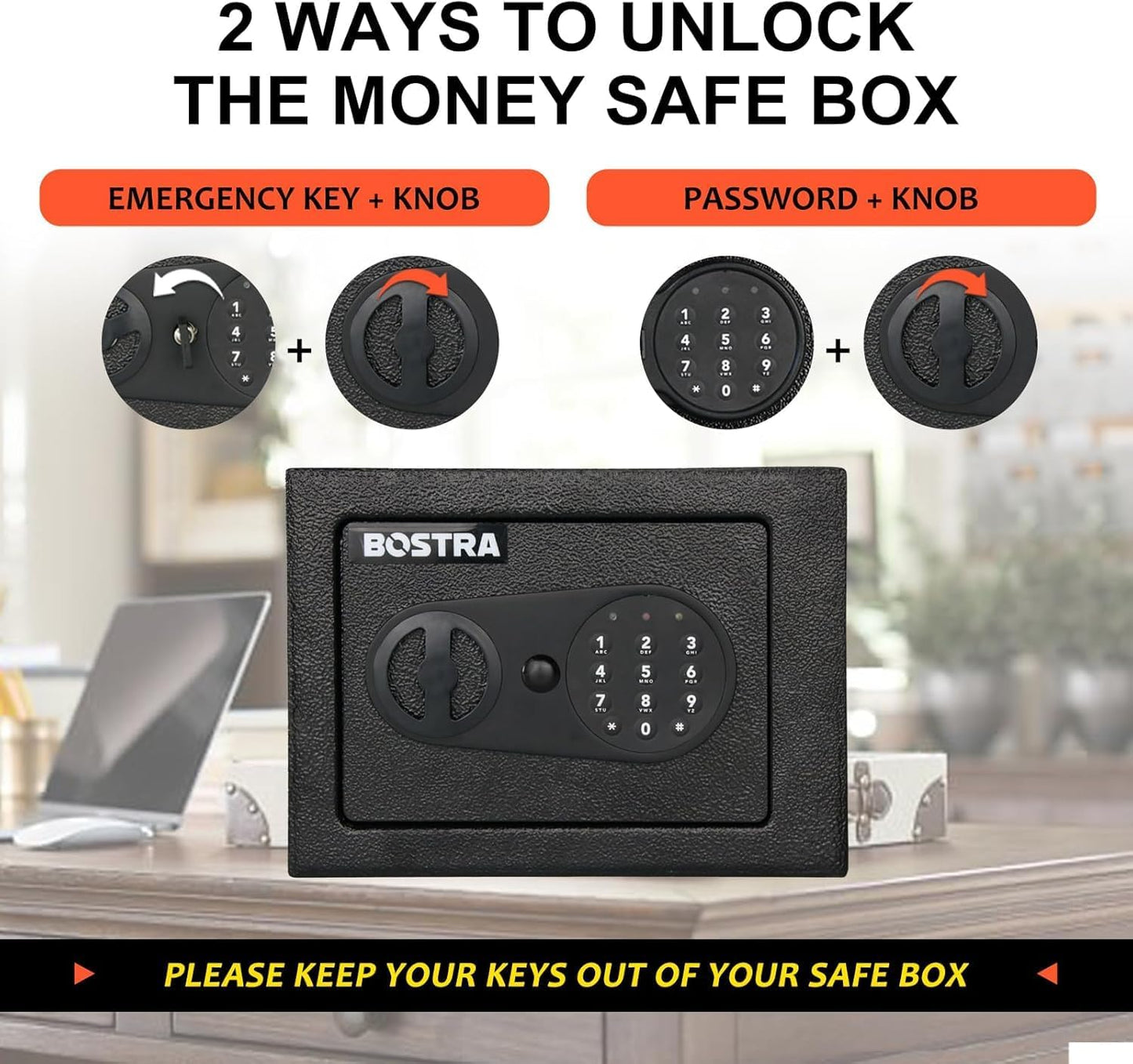 Voncabay Fireproof Cabinet Safe with Sensor Light and Digital Lock Black DEMO
