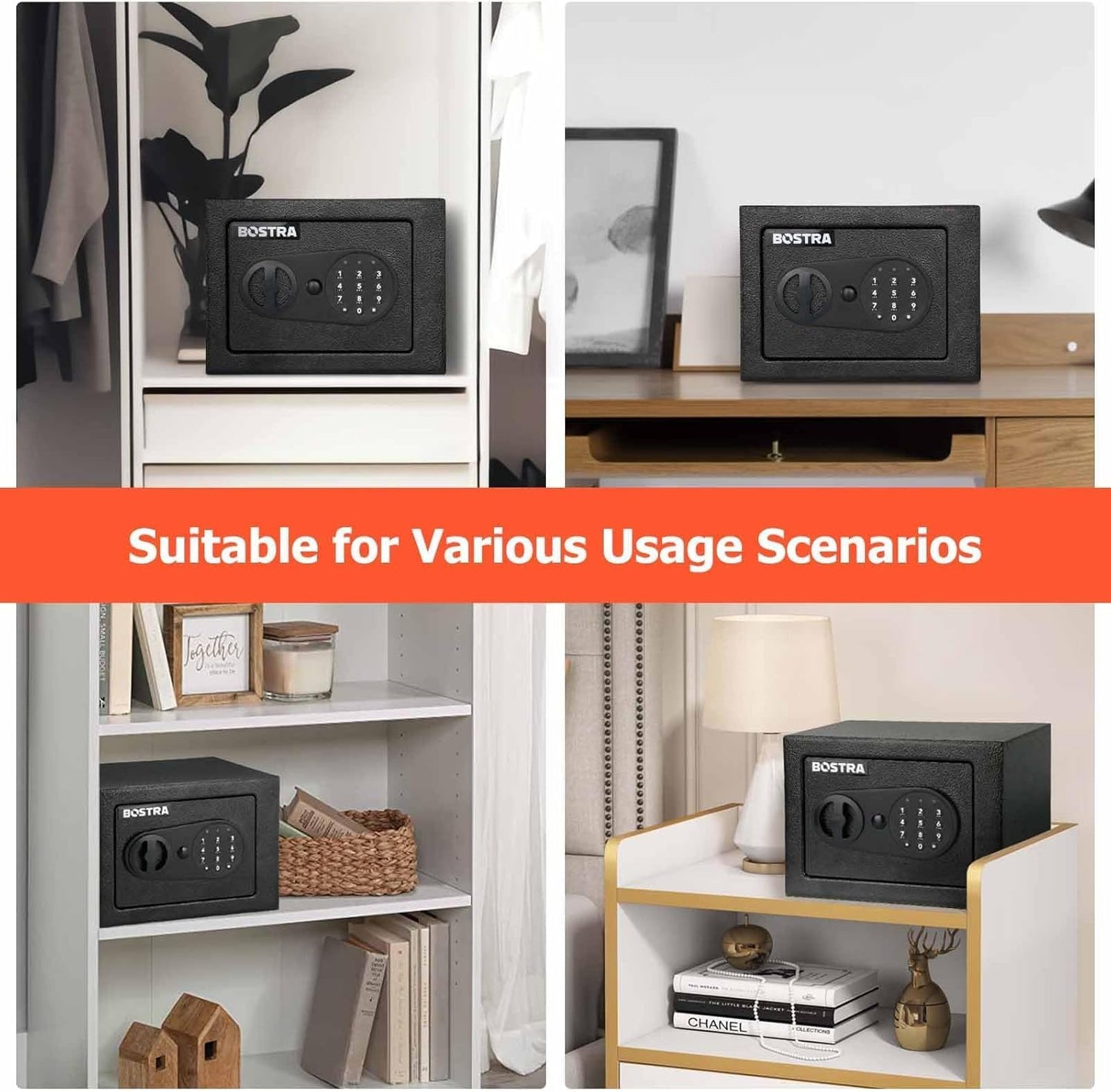 Voncabay Fireproof Cabinet Safe with Sensor Light and Digital Lock Black DEMO