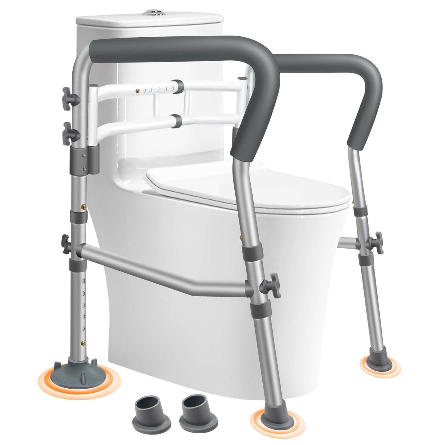 DePango Adjustable Handicap Toilet Safety Rails with Handles Bathroom DEMO