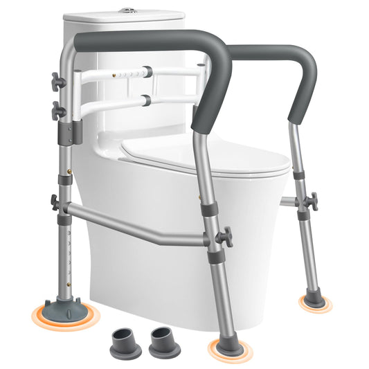 DePango Adjustable Handicap Toilet Safety Rails with Handles Bathroom DEMO