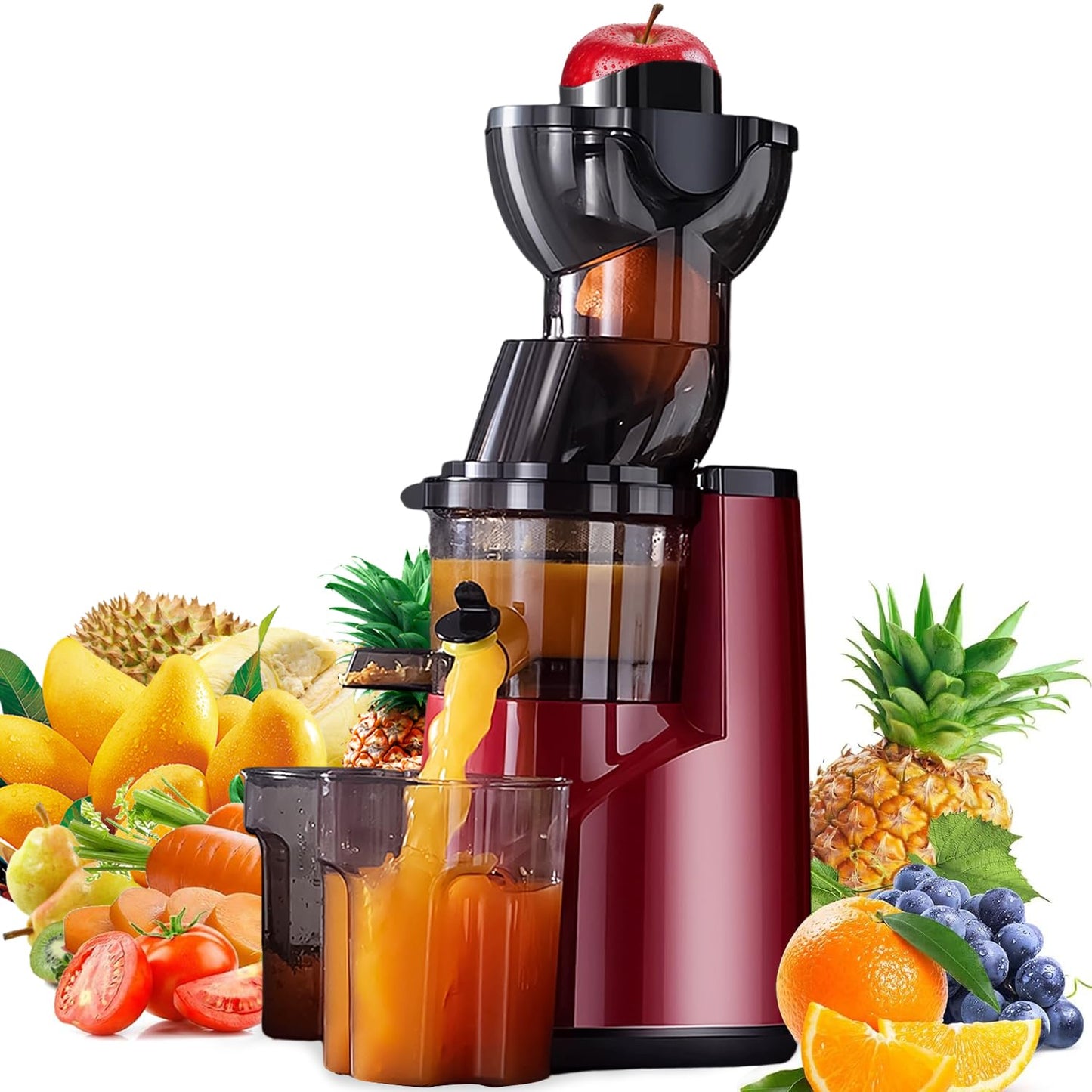 BELEAAD Slow Masticating Juicer Machine with 80mm Chute, Black, for Whole DEMO