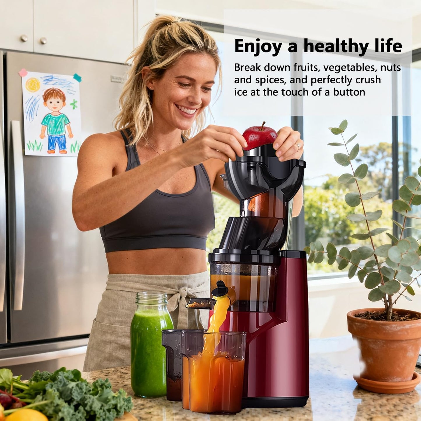 BELEAAD Slow Masticating Juicer Machine with 80mm Chute, Black, for Whole DEMO