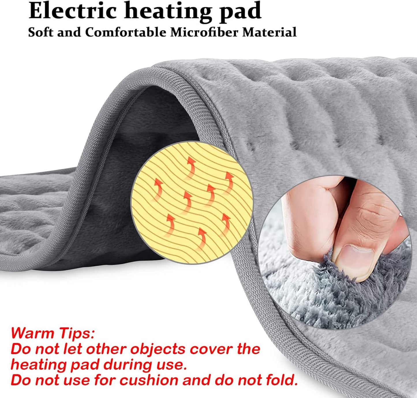 Koreal Electric Heating Pad for Back, Shoulder & Neck Cramps Relief Grey DEMO