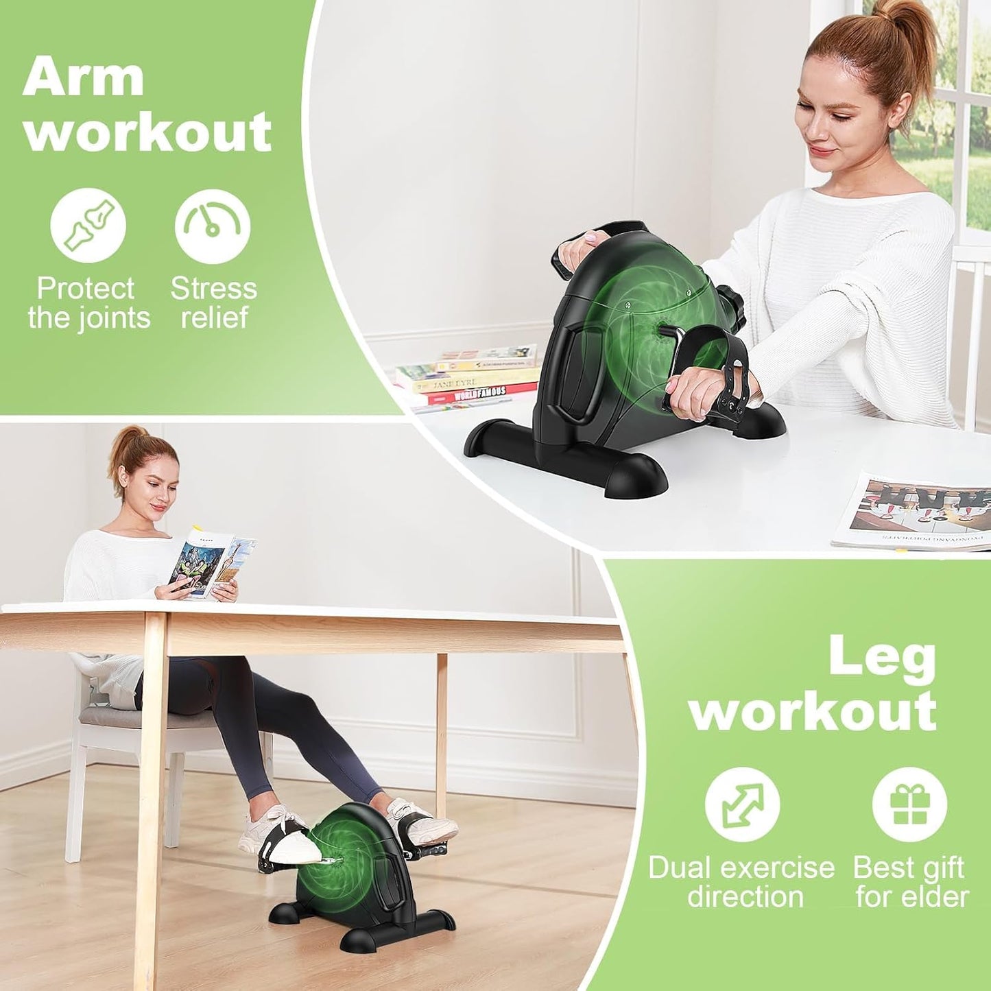 LOZEERYAN Mini Exercise Bike Pedal Exerciser Foot Cycle Arm Leg Workout DEMO
