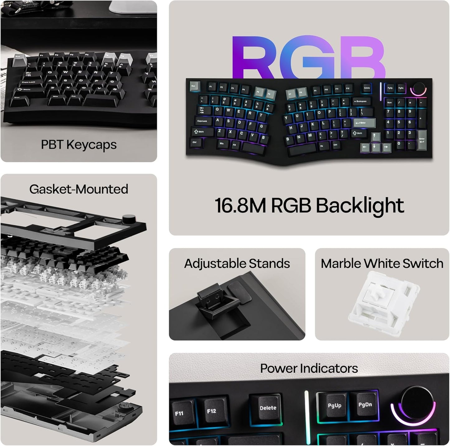 MechLands Ergonomic 98-Key Custom Mechanical Gaming Keyboard in Black DEMO