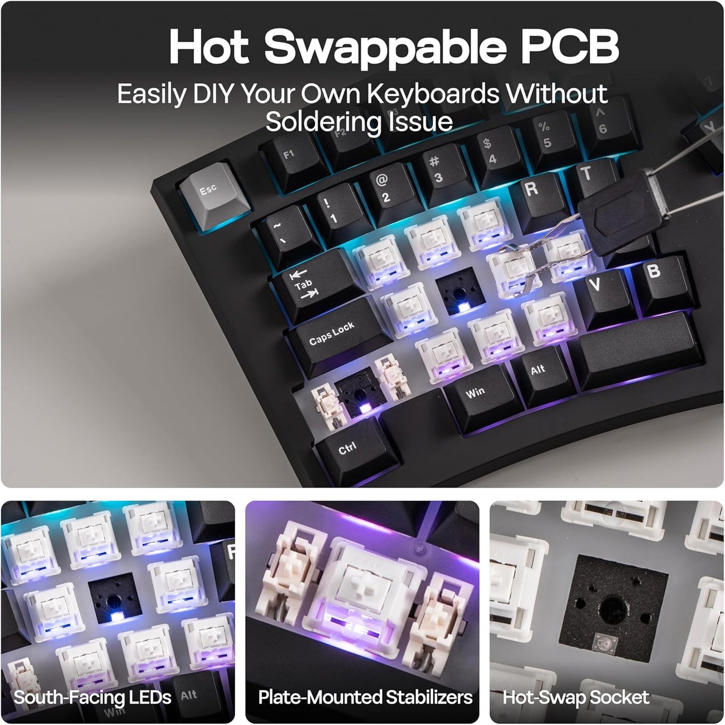 MechLands Ergonomic 98-Key Custom Mechanical Gaming Keyboard in Black DEMO