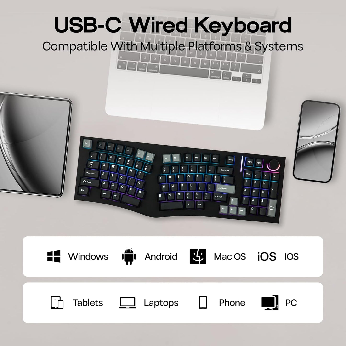 MechLands Ergonomic 98-Key Custom Mechanical Gaming Keyboard in Black DEMO