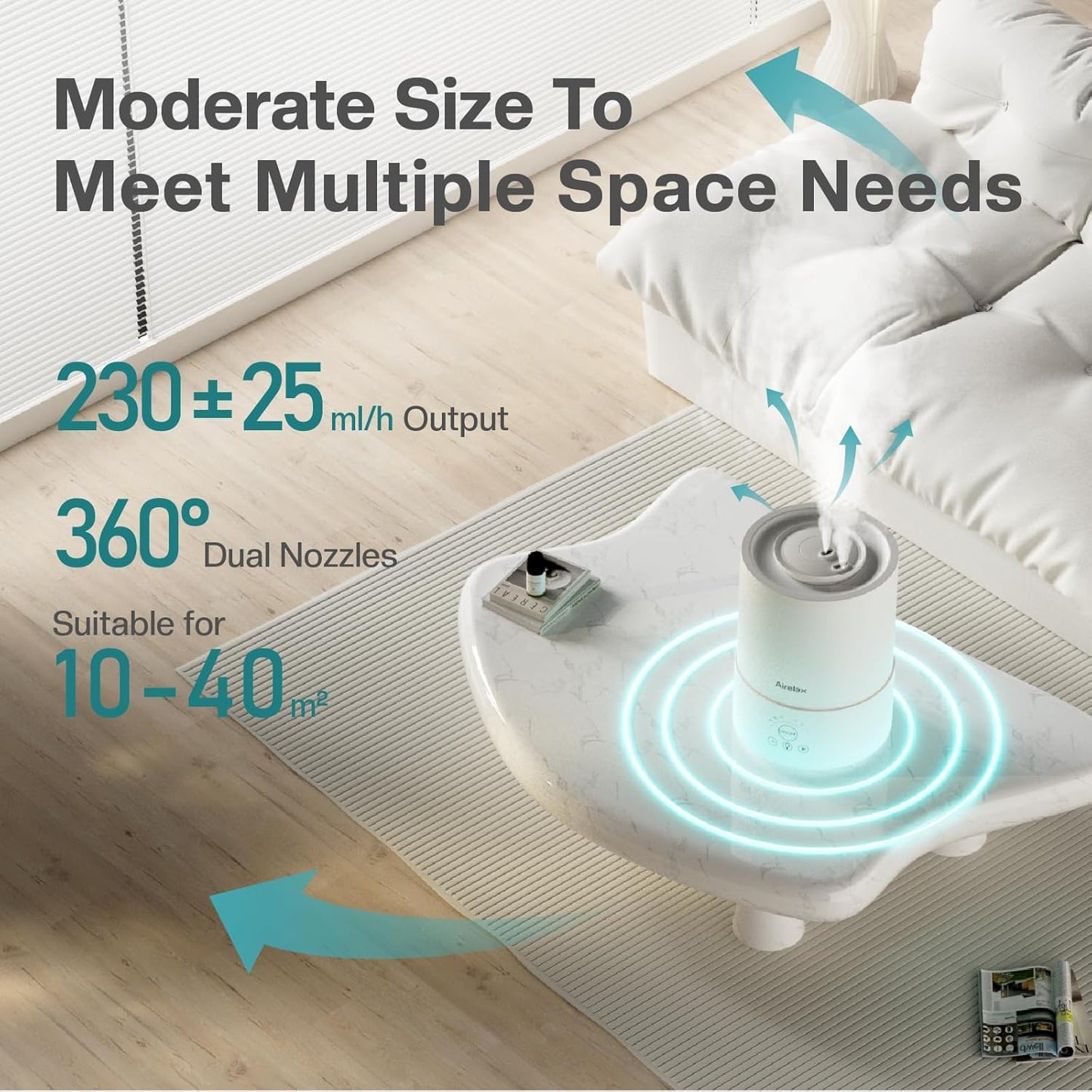 Airelax Humidifier 2.5L Air Humidifier for Bedroom Baby Room Cool Mist Small Hum