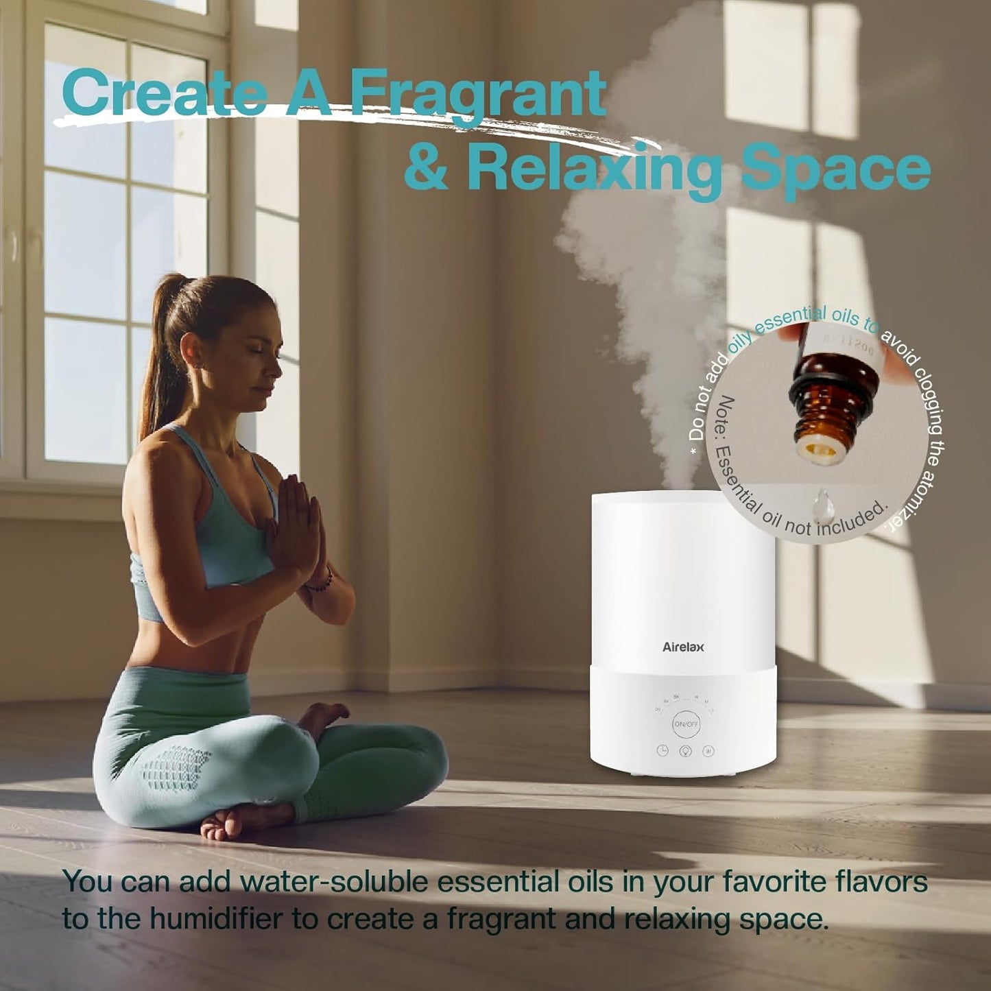 Airelax Humidifier 2.5L Air Humidifier for Bedroom Baby Room Cool Mist Small Hum