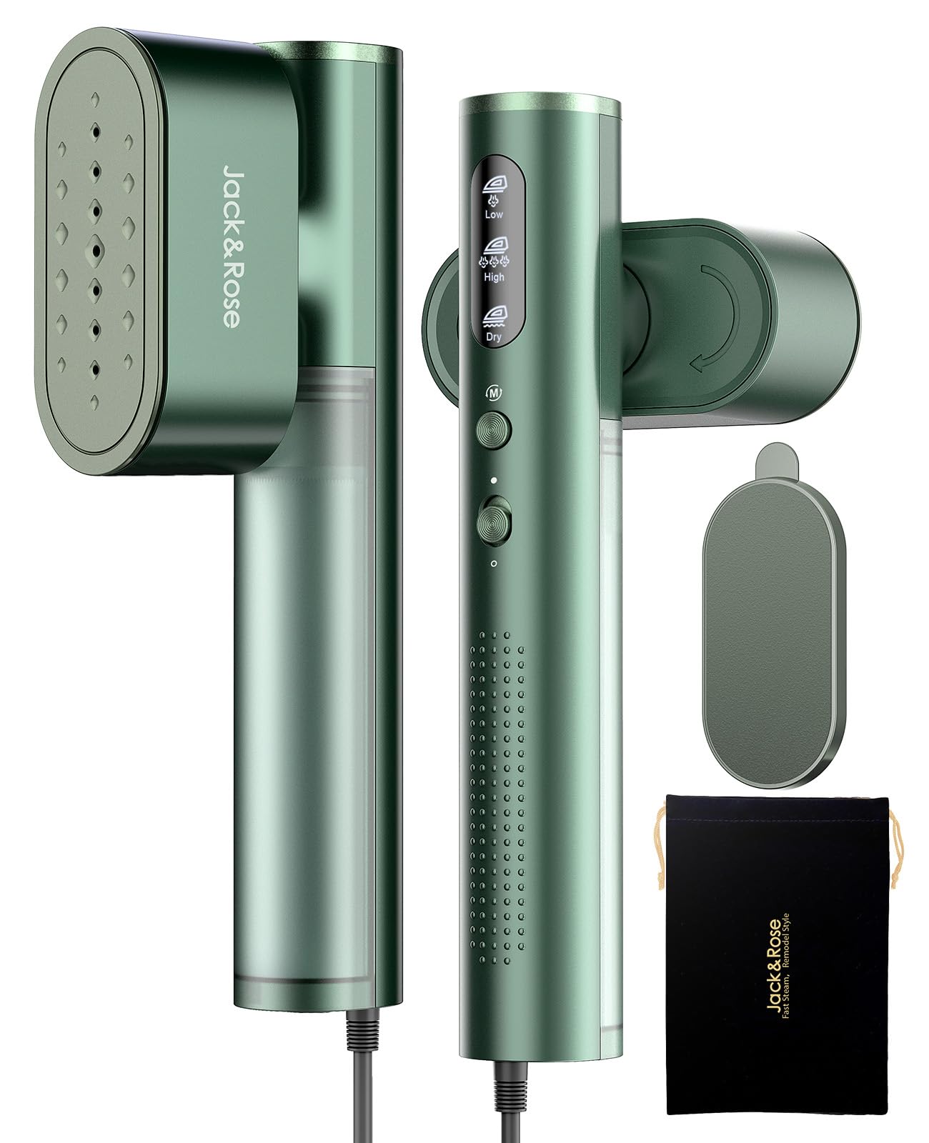 Jack & Rose Portable Garment Steamer and Iron 2-in-1 - Green Compact DEMO