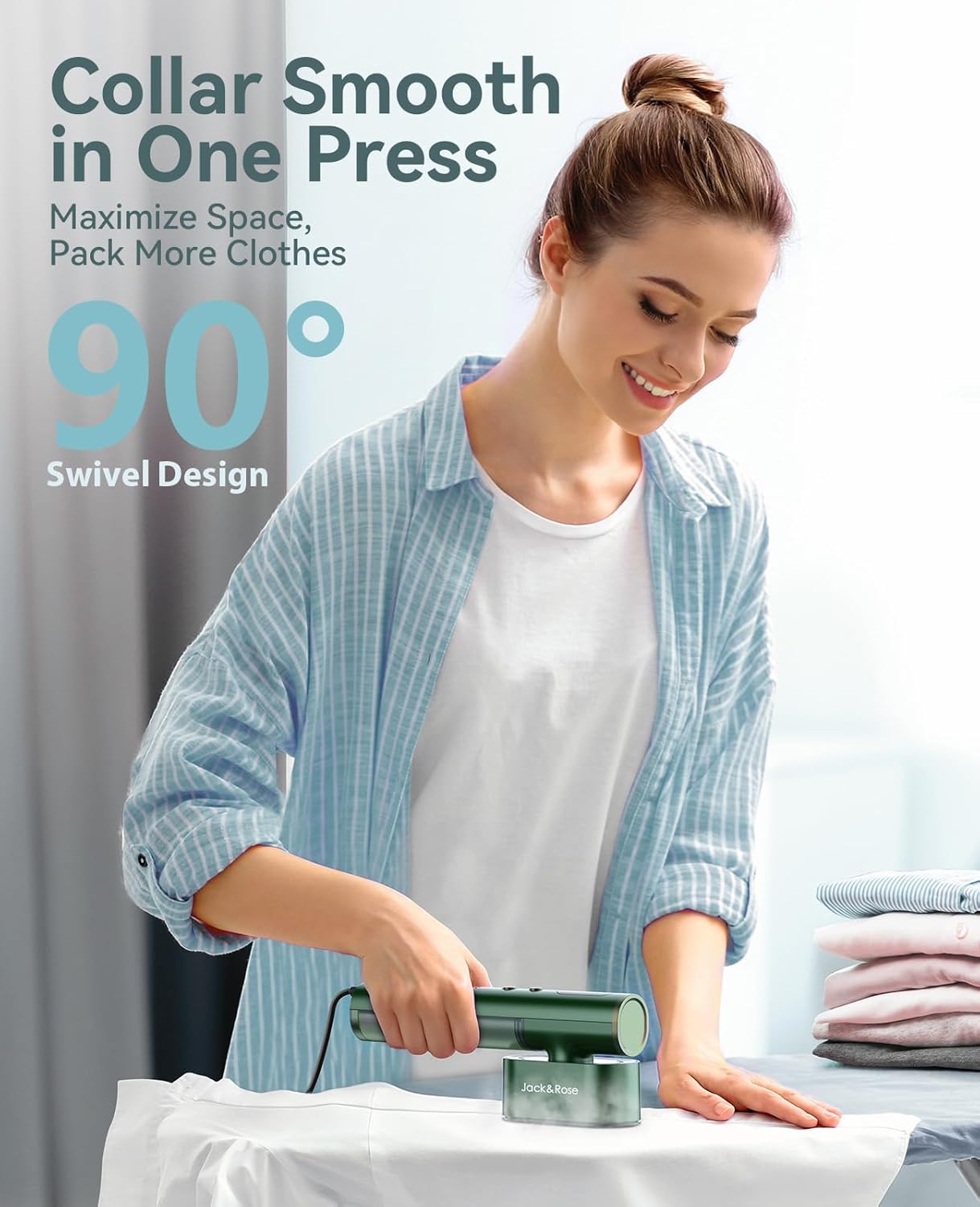 Jack & Rose Portable Garment Steamer and Iron 2-in-1 - Green Compact DEMO