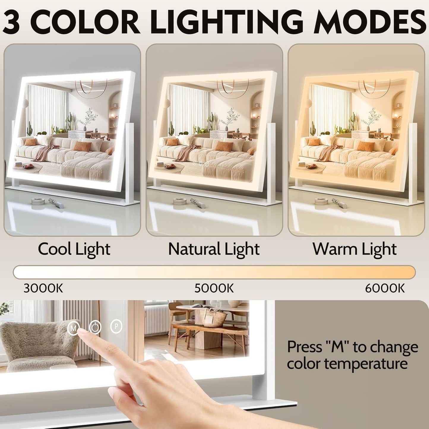 Telfun Lighted Makeup Mirror with 10X Magnification Vanity Lights White DEMO