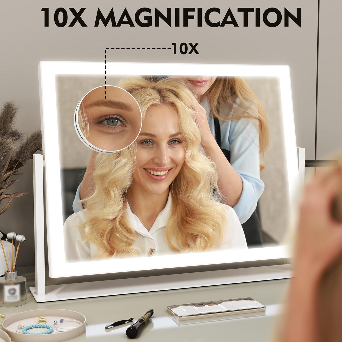 Telfun Lighted Makeup Mirror with 10X Magnification Vanity Lights White DEMO