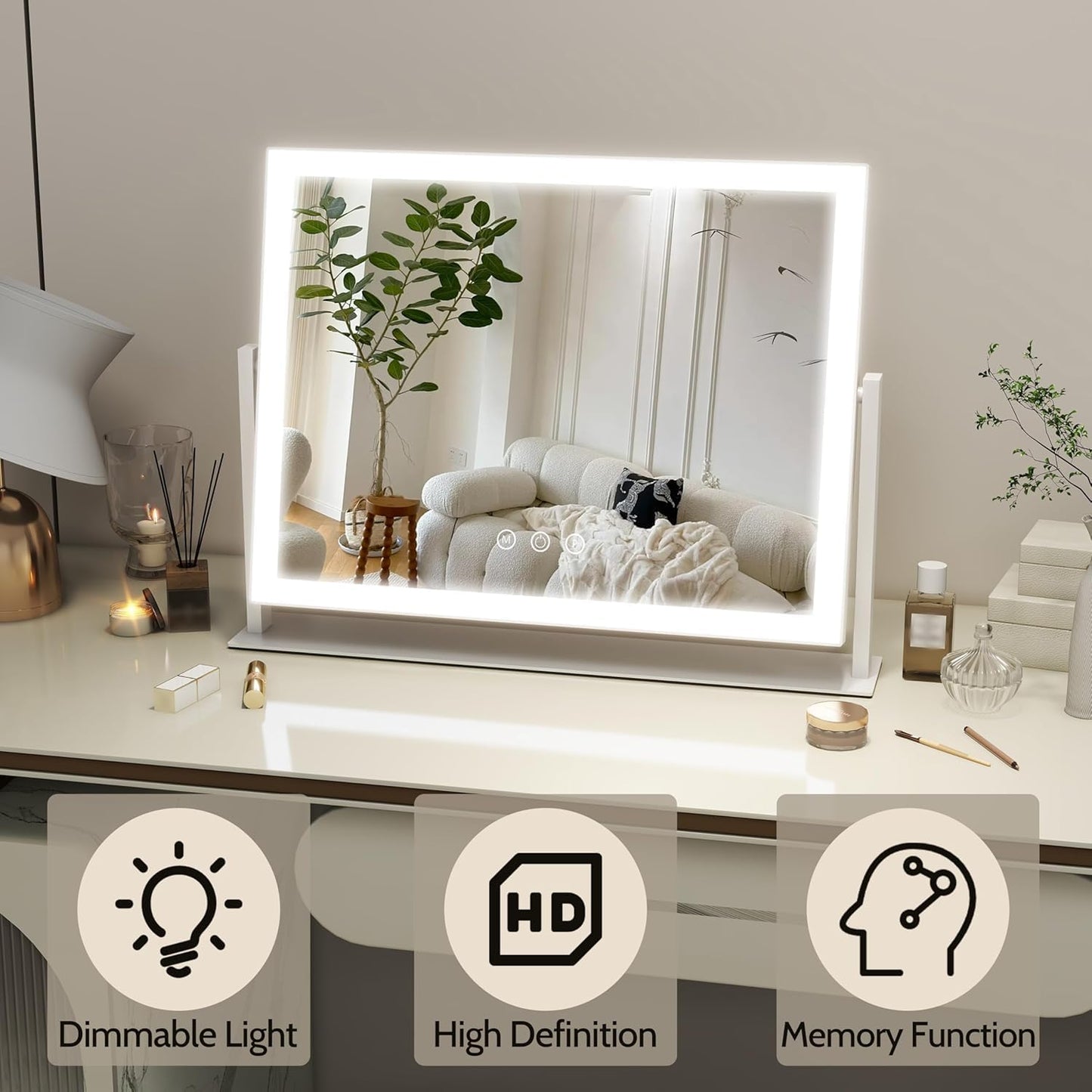 Telfun Lighted Makeup Mirror with 10X Magnification Vanity Lights White DEMO