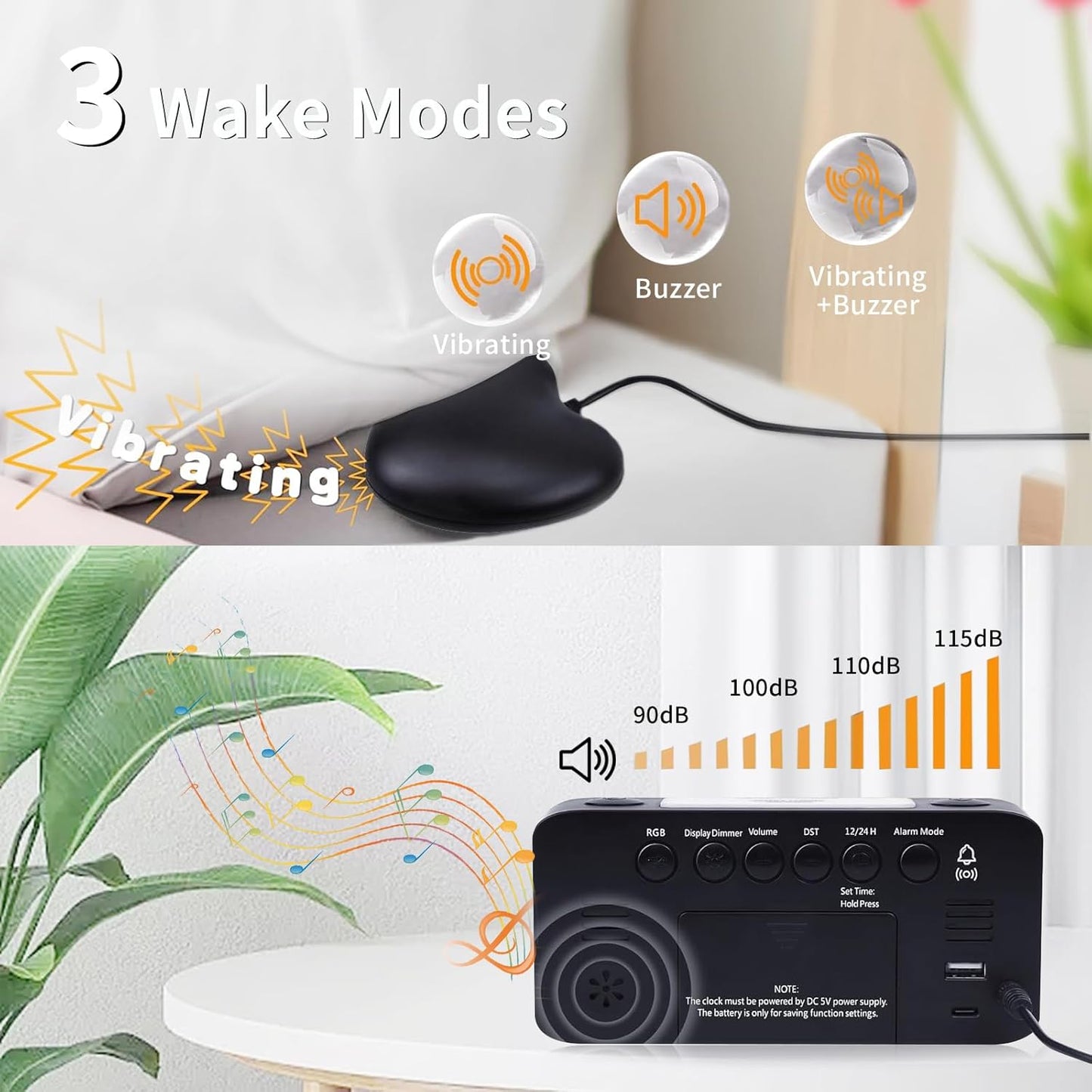 Allivoox Extra Loud Vibrating Alarm Clock for Heavy Sleepers Hearing DEMO