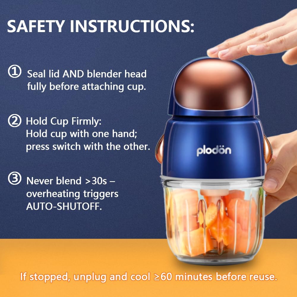 Plodon Blue Mini Food Processor Blender Grinder Chopper Puree Machine for DEMO