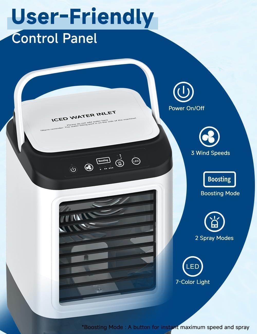 COOLECH Portable Mobile Air Conditioner 3 Speeds 2 Spray Modes Boosting DEMO