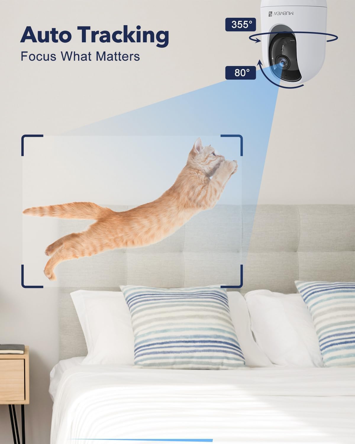 MUBVIEW Pet Camera with Phone App Indoor Security 2.4/5GHz WiFi 4 Pack DEMO