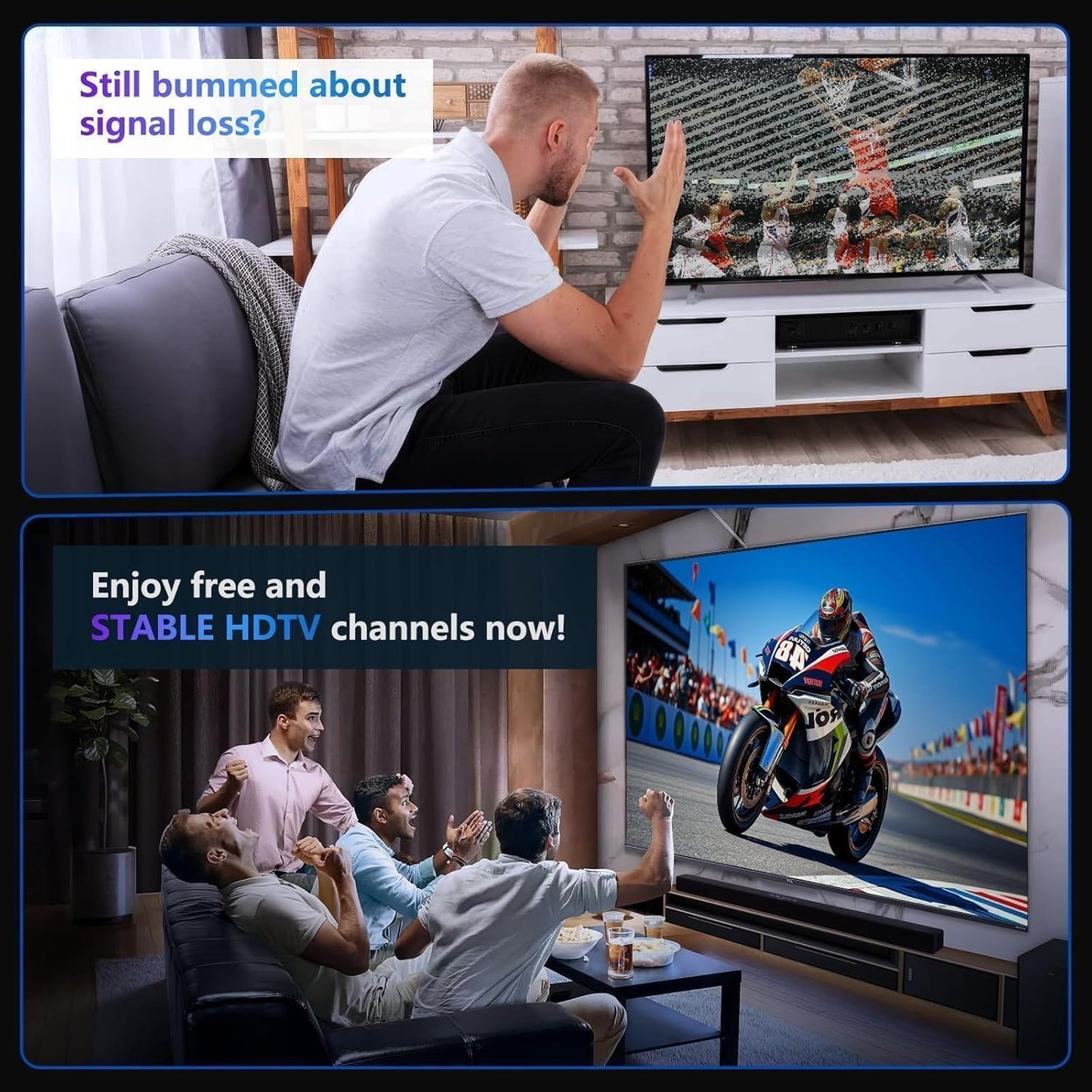 EXQUILLET Indoor TV Antenna with Adjustable Signal Booster and 5M Cable DEMO