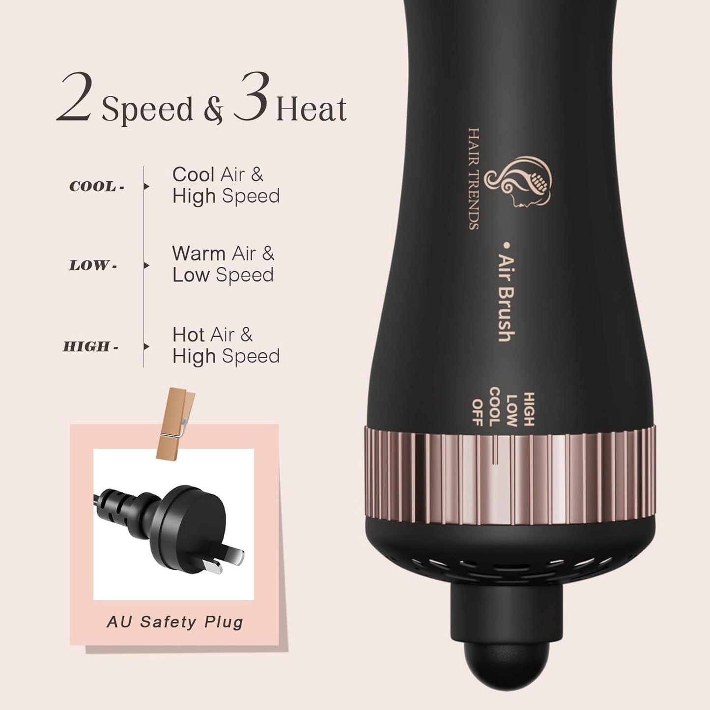 Madremía Hot Air Stylers Dual Voltage Hair Dryer Travel Brush Curler DEMO