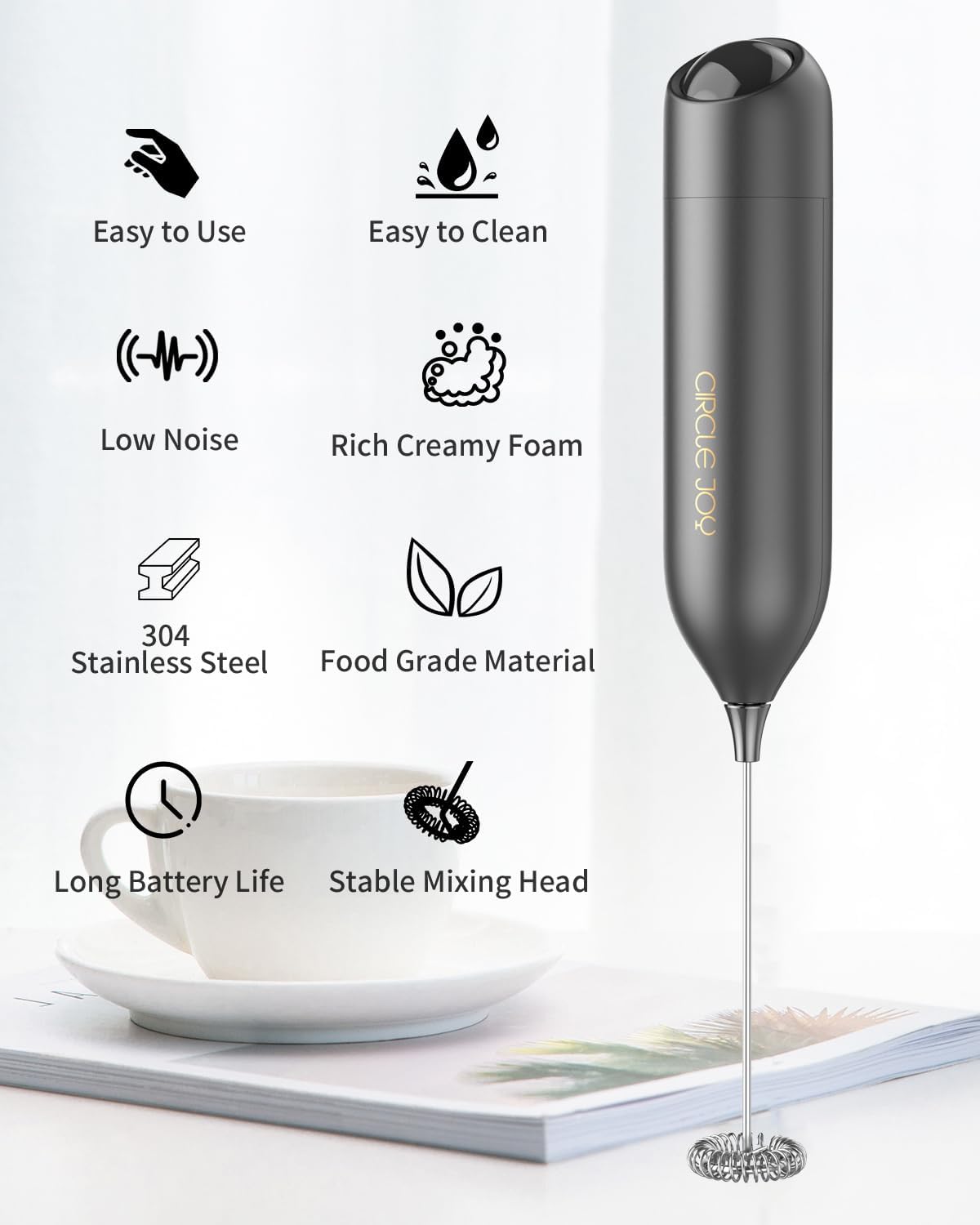 CIRCLE JOY Handheld Battery Operated Milk Frother Electric Mini Drink DEMO
