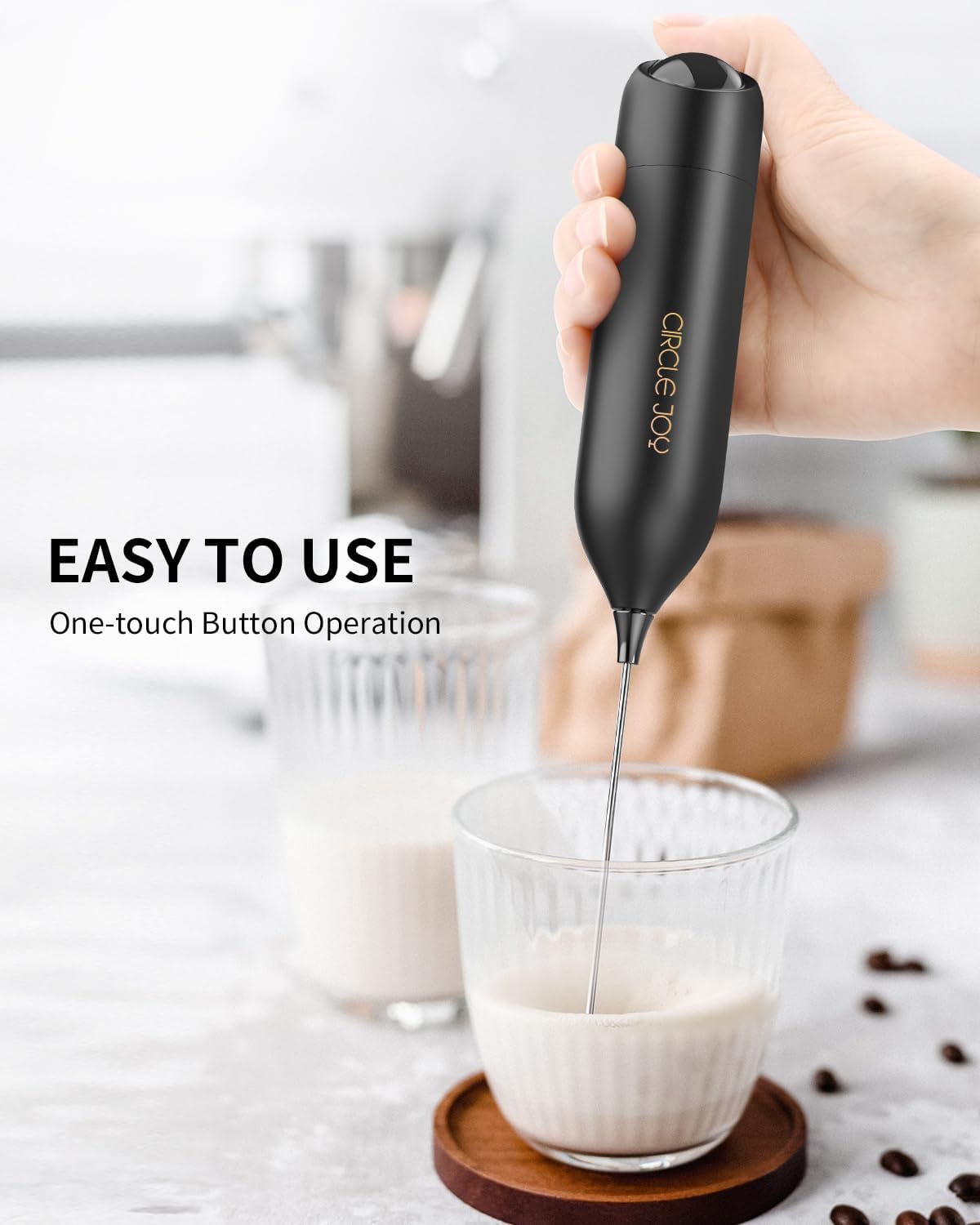 CIRCLE JOY Handheld Battery Operated Milk Frother Electric Mini Drink DEMO