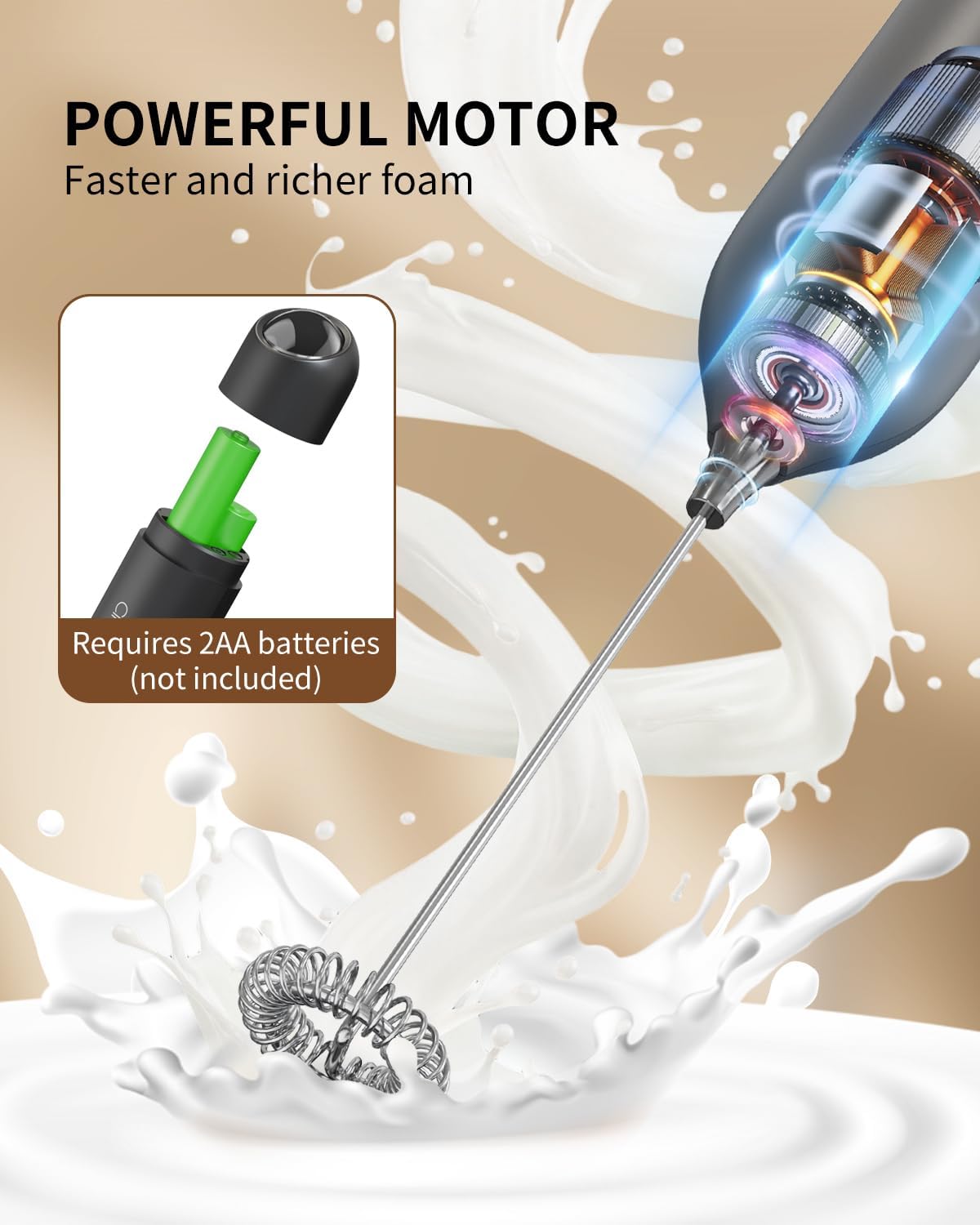 CIRCLE JOY Handheld Battery Operated Milk Frother Electric Mini Drink DEMO