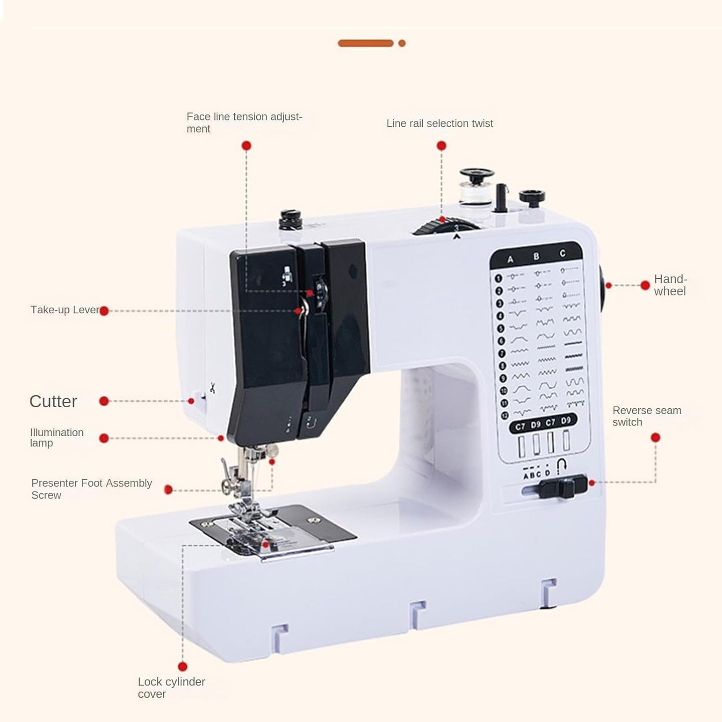 ZLLAUEFBB 38-Stitch Electric Mending Machine for Sewing, Black Finish DEMO