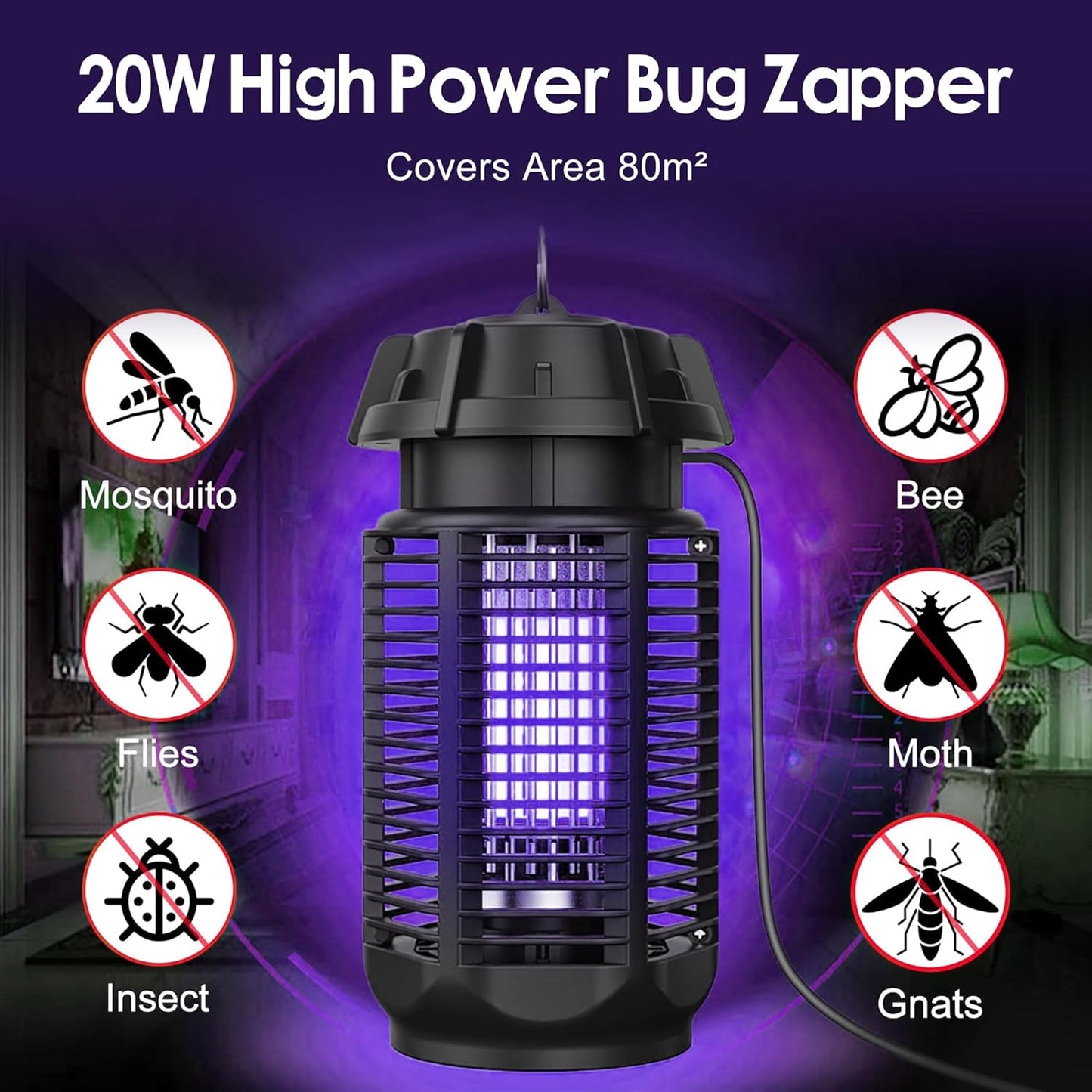 Anyuainiya Electric Mosquito Zapper Trap with Switch Extra Brightness DEMO