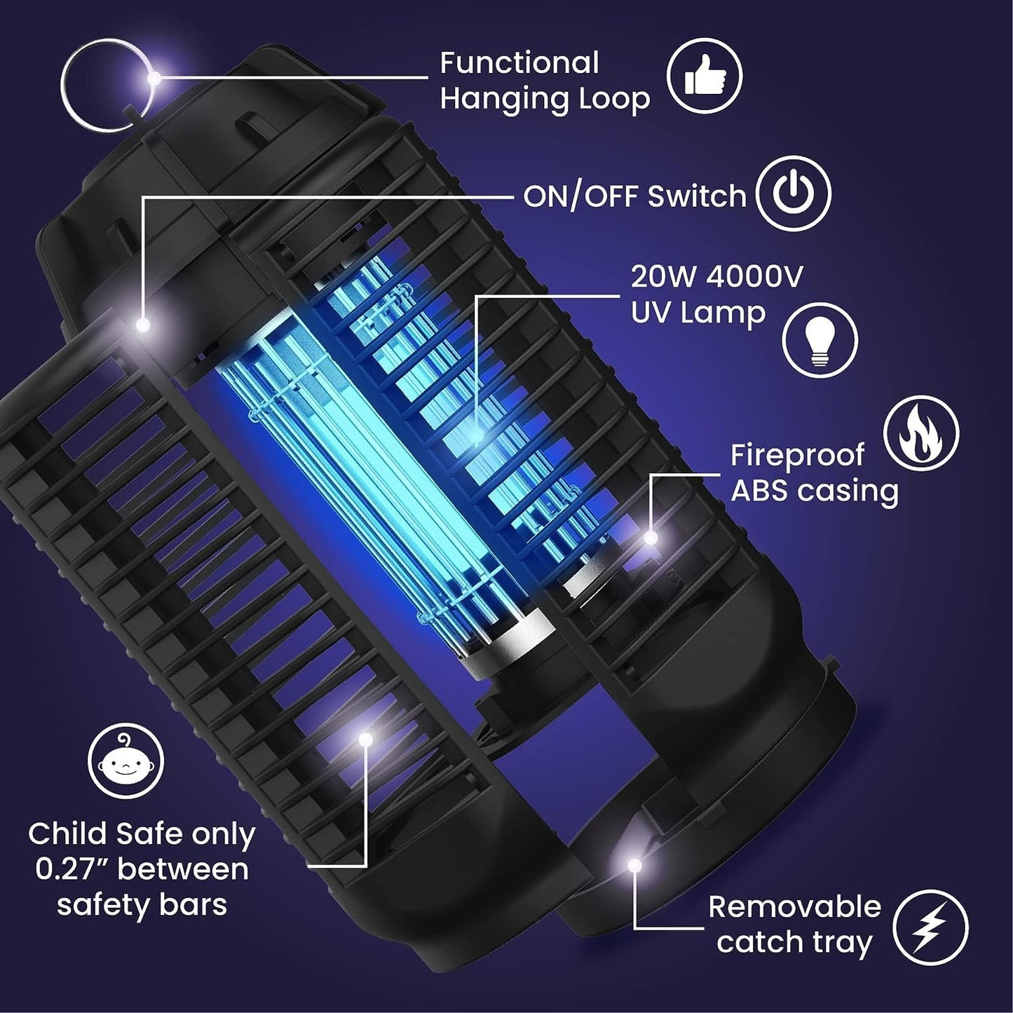 Anyuainiya Electric Mosquito Zapper Trap with Switch Extra Brightness DEMO