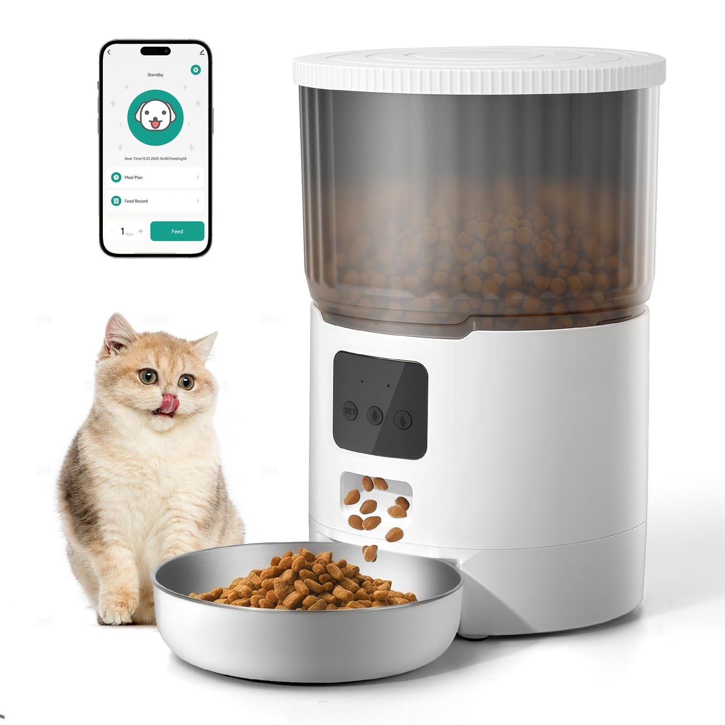 Mukkela 4L Timed Automatic Cat Dry Food Dispenser with Voice Recording DEMO