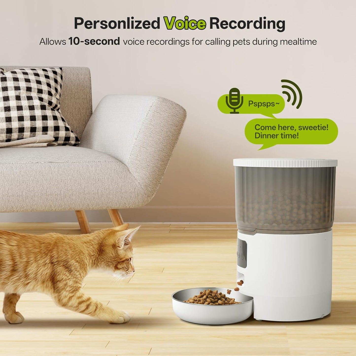 Mukkela 4L Timed Automatic Cat Dry Food Dispenser with Voice Recording DEMO