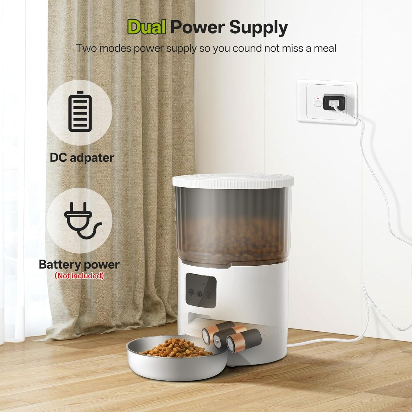 Mukkela 4L Timed Automatic Cat Dry Food Dispenser with Voice Recording DEMO