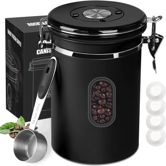 EZKOXAH Airtight Coffee Beans Canister Stainless Steel Container Size M DEMO
