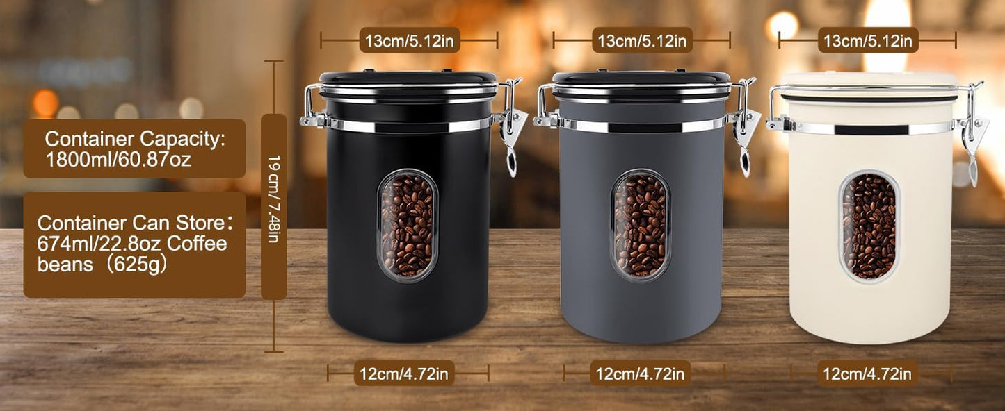 EZKOXAH Airtight Coffee Beans Canister Stainless Steel Container Size M DEMO