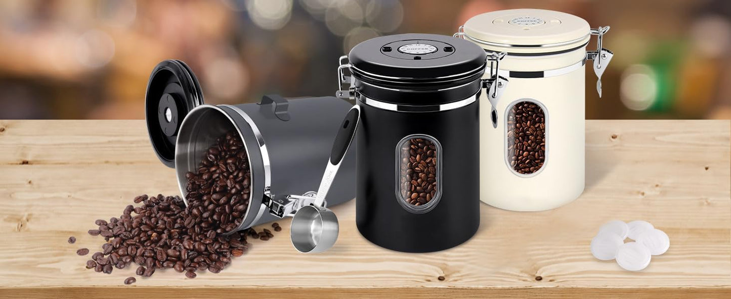 EZKOXAH Airtight Coffee Beans Canister Stainless Steel Container Size M DEMO