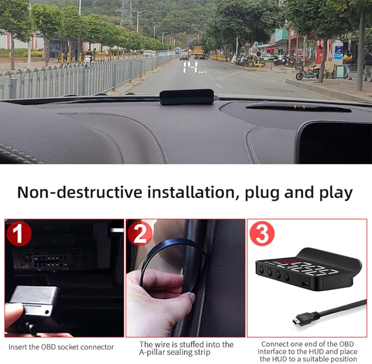 WOOYOOTE Head Up Display Windshield Projector Upgrade Accessories Black DEMO