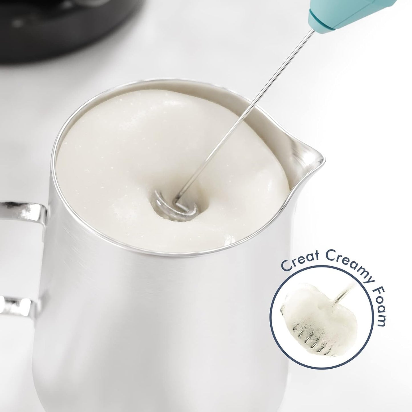 England Stories Aqua Handheld Milk Frother & Foam Maker for Cappuccinos DEMO