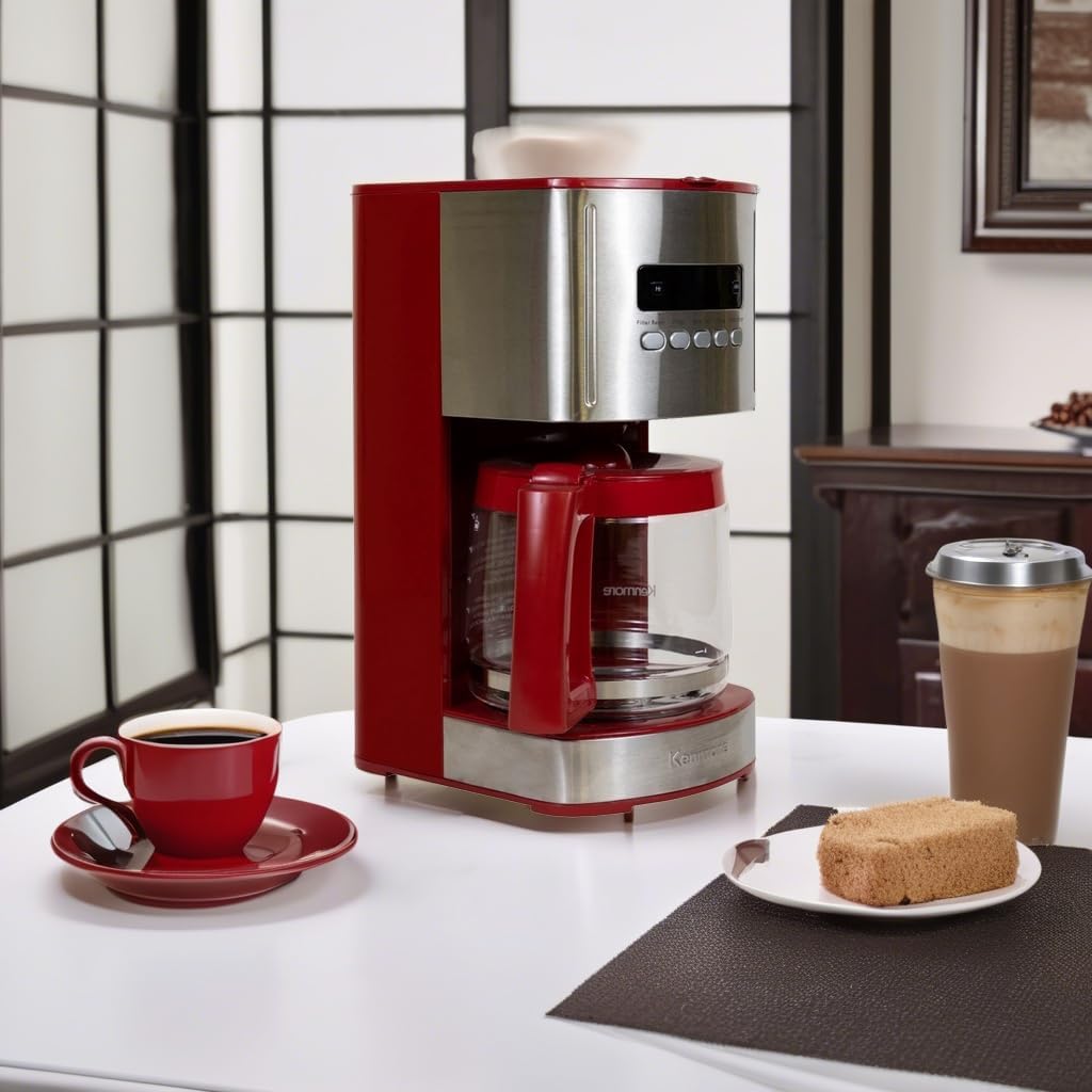 Koolatron 12-Cup Programmable Drip Coffee Maker, Red, Automatic Brew, DEMO