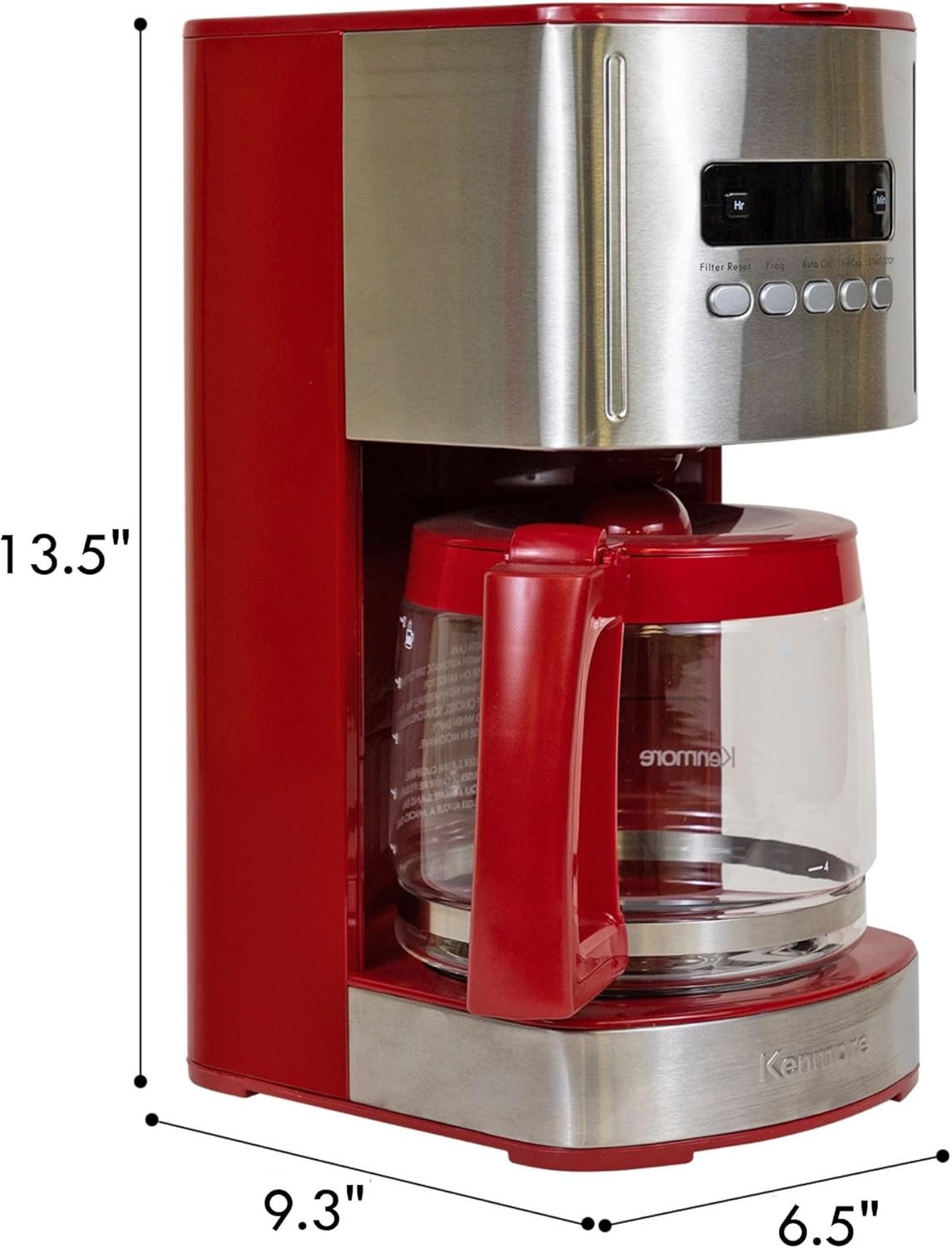 Koolatron 12-Cup Programmable Drip Coffee Maker, Red, Automatic Brew, DEMO