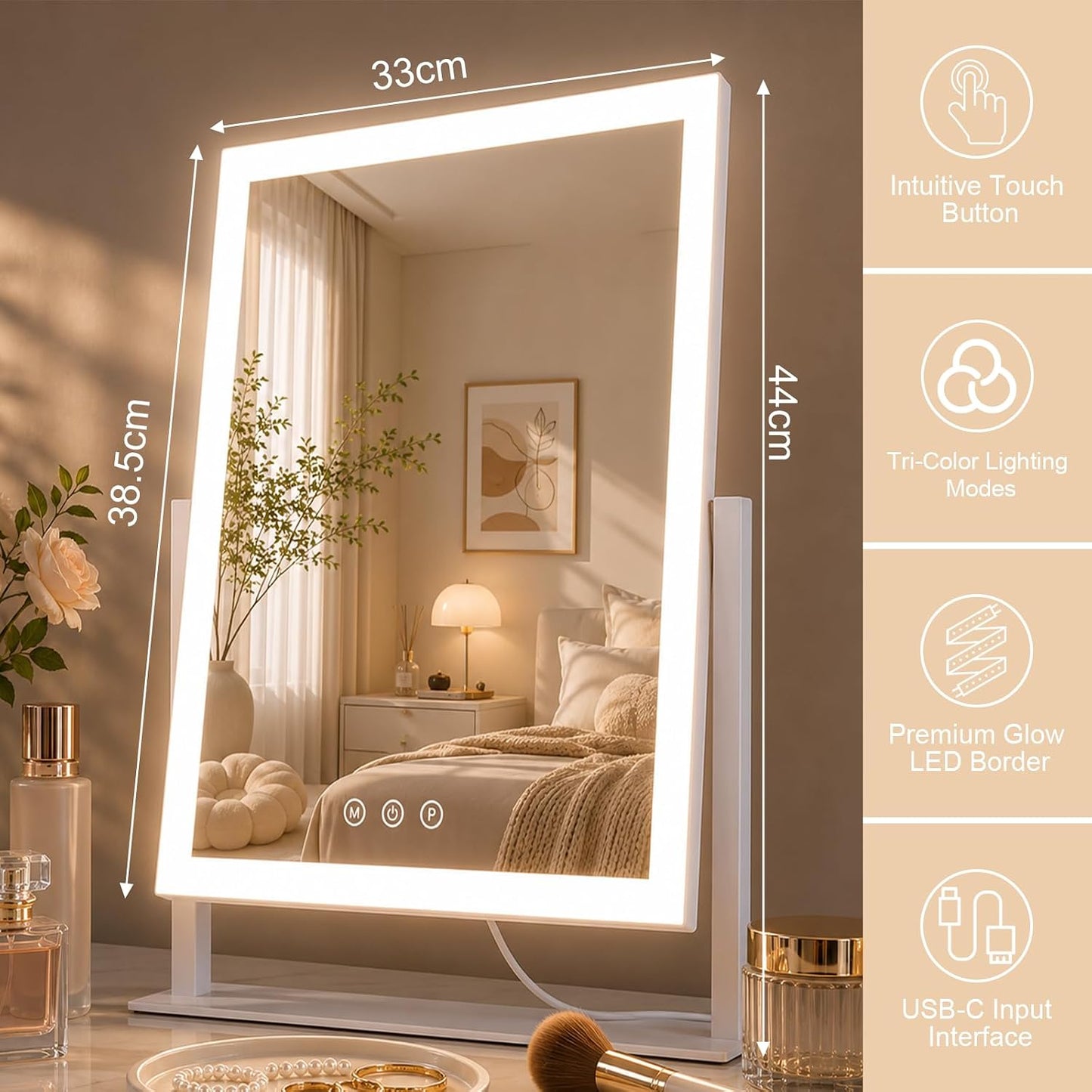 Telfun Lighted Makeup Mirror with Hollywood Vanity Lights, 3 Color Modes DEMO
