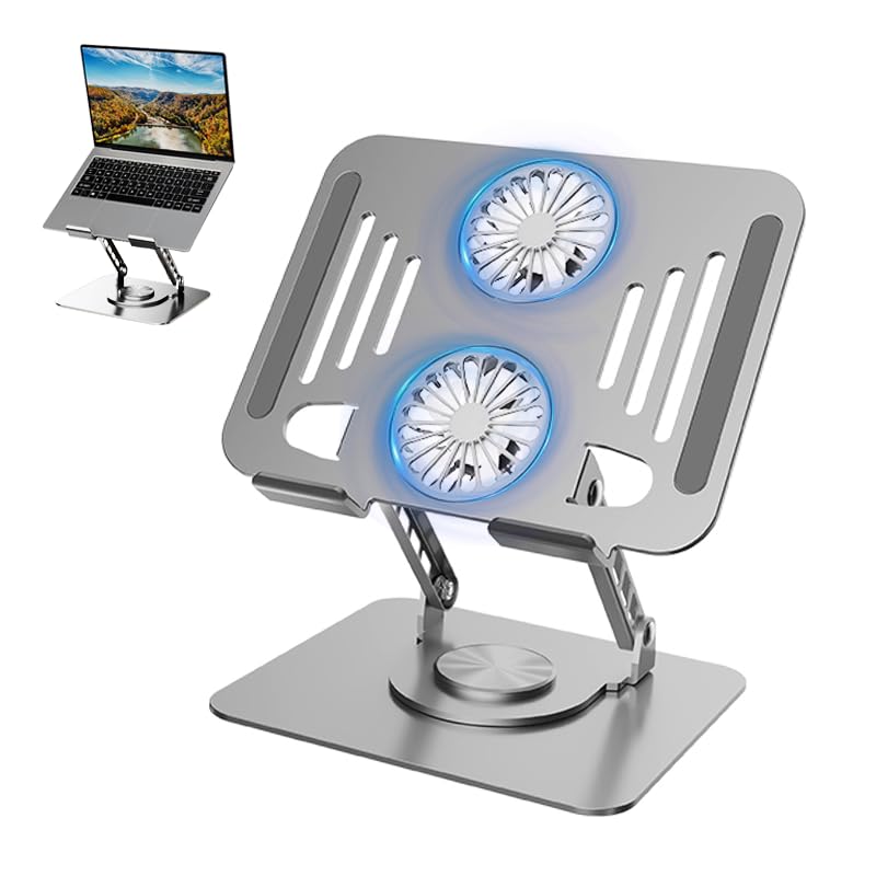 Gyugmhao Laptop Cooling Stand with Fan 360° Rotating Base Adjustable Height DEMO