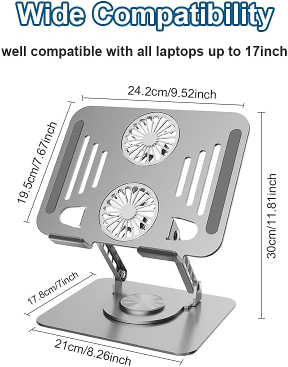 Gyugmhao Laptop Cooling Stand with Fan 360° Rotating Base Adjustable Height DEMO