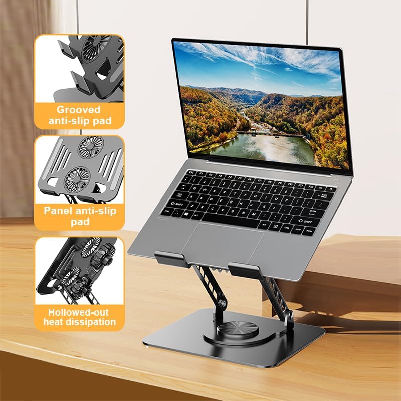 Gyugmhao Laptop Cooling Stand with Fan 360° Rotating Base Adjustable Height DEMO