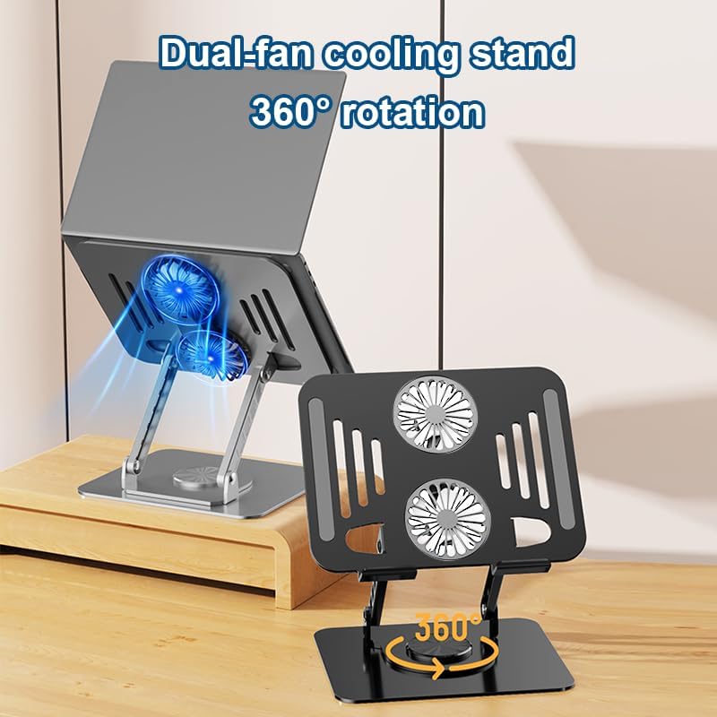 Gyugmhao Laptop Cooling Stand with Fan 360° Rotating Base Adjustable Height DEMO