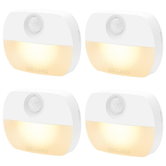 DiCUNO Motion Sensor Night Light Stick-On Dusk to Dawn Warm White LED DEMO